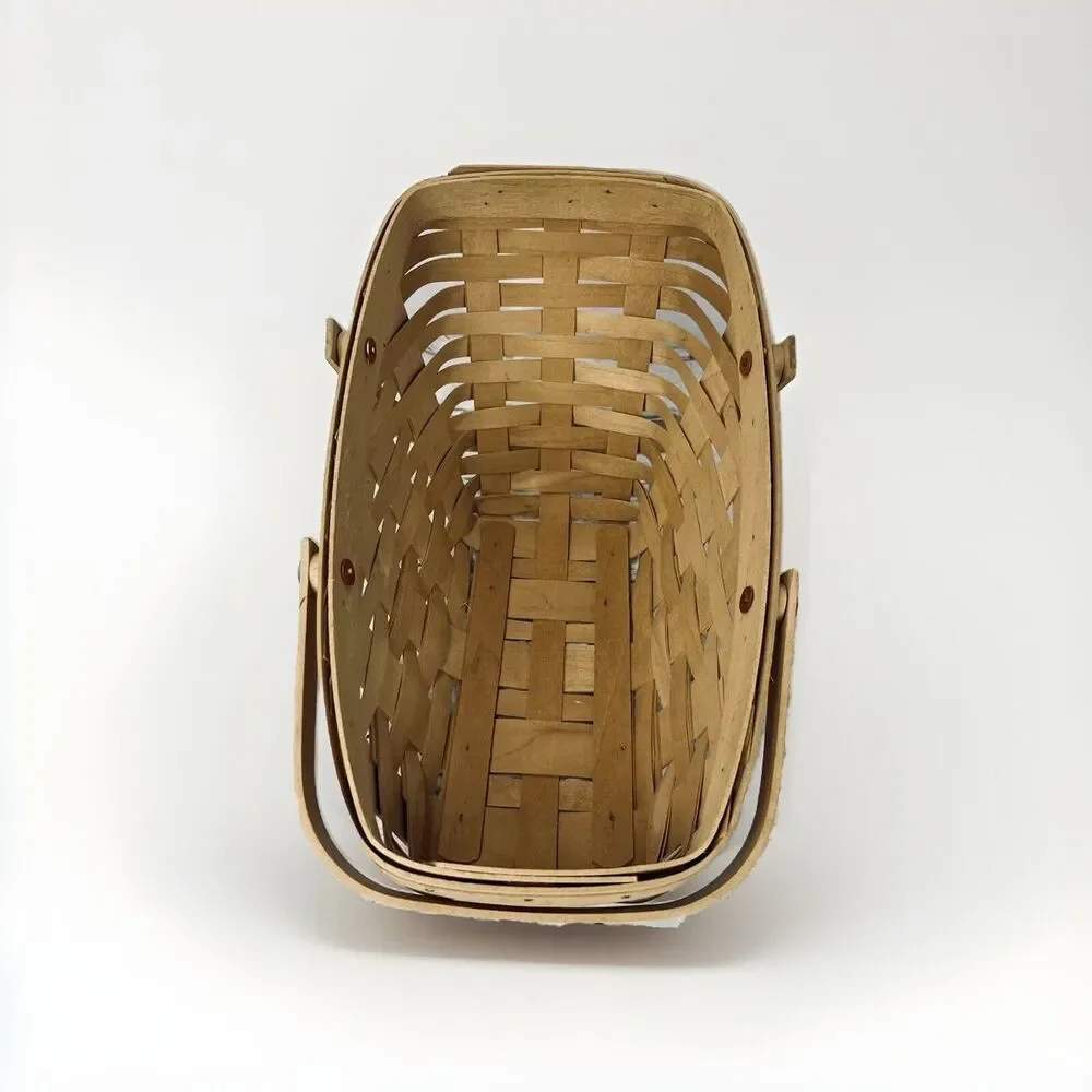 1994 Longaberger Medium Vegetable Basket Light Stain 2 Swinging Handles